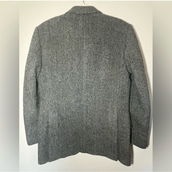 Harris Tweed Vintage Herringbone Wool Blazer Hector Russell Kiltmaker Gray - Picture 2 of 12